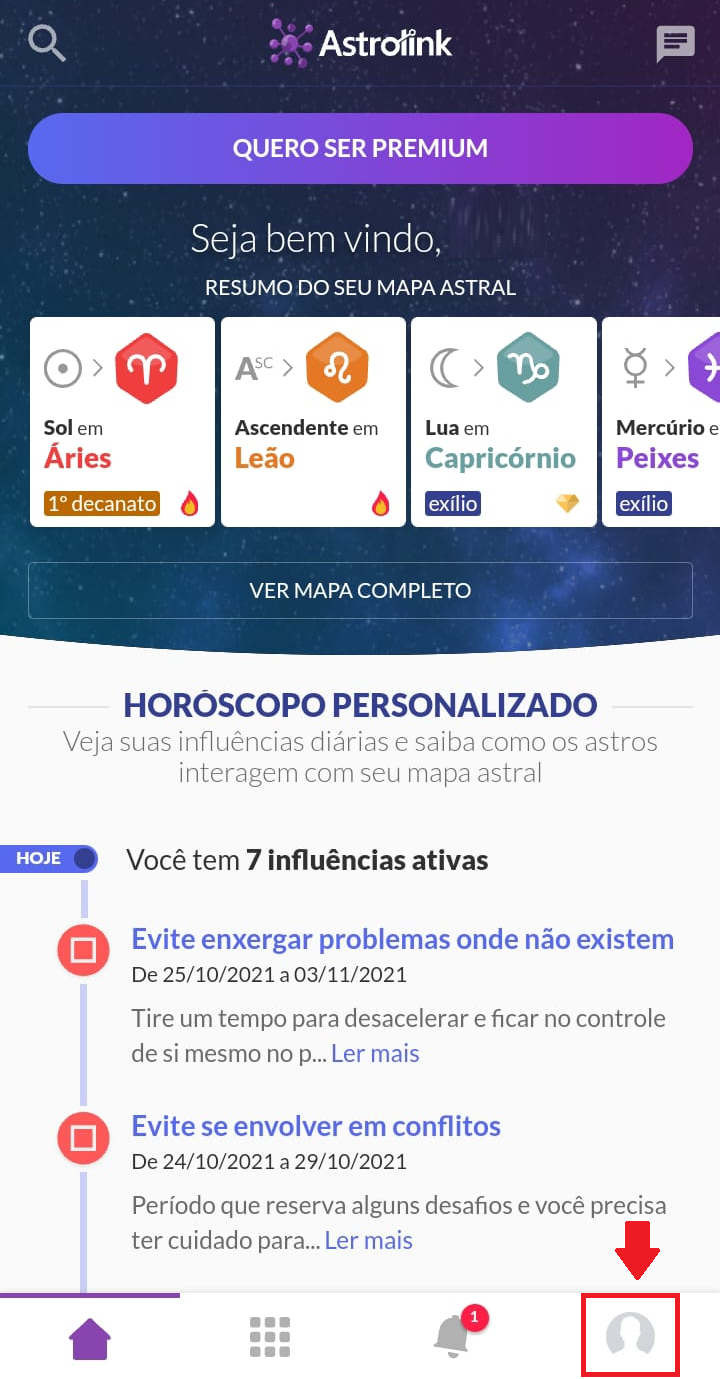 Profile screen