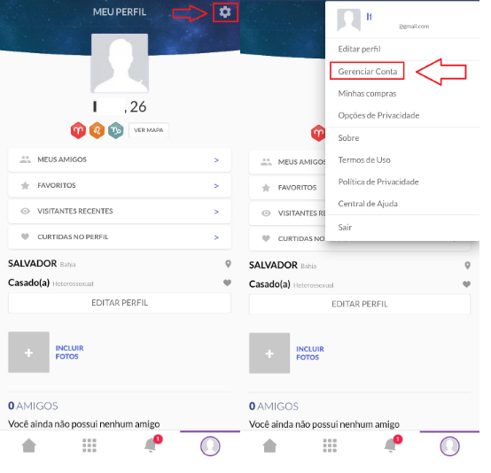 Settings screen