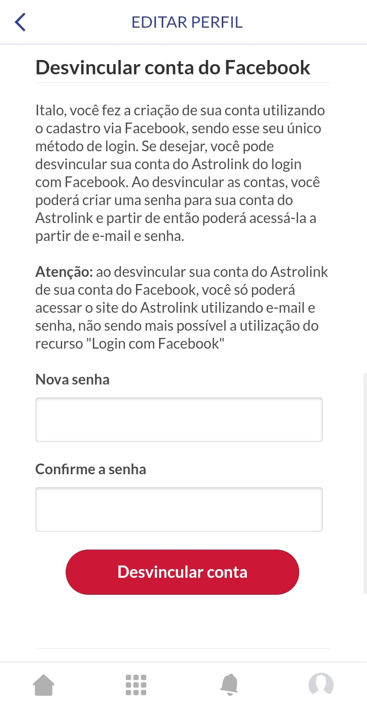 Unlink Facebook option